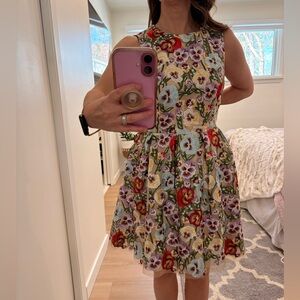 🌺 Just Me Dress with Multicolor Floral Embroidery
